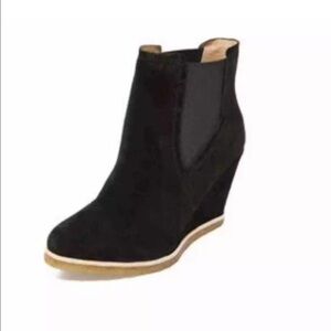 Splendid Black Suede Wedge Ankle Booties Size 9.5